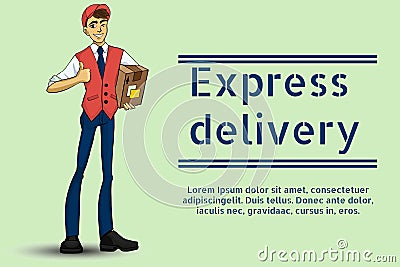 Vector illustration of a young guy deliveryman Vector Illustration