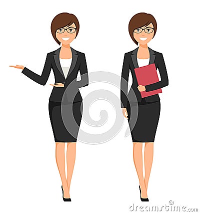 Vector illustration of a young smiling businesswoman Vector Illustration