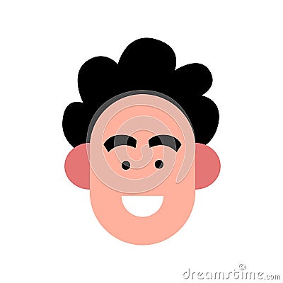 Vector illustration of young smiling man. Portrait of handsome cheerful male face. Avatar, profile, ID picture of a young person. Vector Illustration
