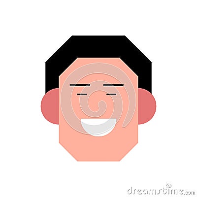 Vector illustration of young smiling man. Portrait of handsome cheerful male face. Avatar, profile, ID picture of a young person. Vector Illustration