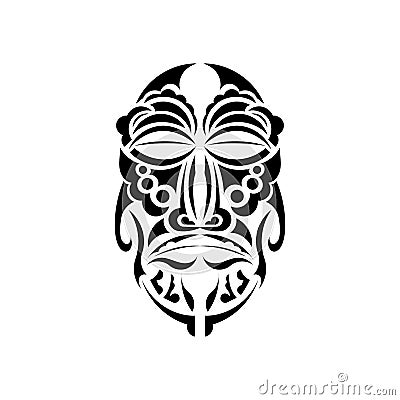 The face of the chief in Samoan style ornaments. Tattoo with Polynesian patterns. Isolated. Vector illustration Vector Illustration