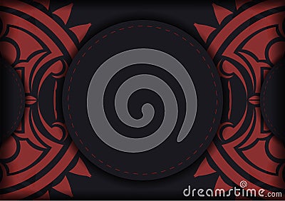 Preparing an invitation with a place for your text and a face in polizenian style patterns. Template for print design Vector Illustration