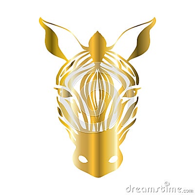 Stylized golden zebra isolated on a white background Vector Illustration