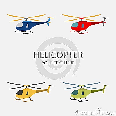Vector illustratione of helicopter set isolated on white background Vector Illustration