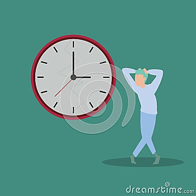 vector illustrations background a man panics watching time continue to pass towards destruction. vector illustrations background a Vector Illustration