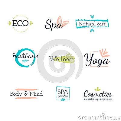 Vector illustrations and badges for beauty, healthy life Vector Illustration