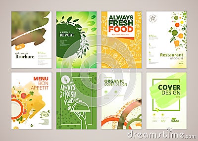 Set of restaurant menu, brochure, flyer design templates in A4 size Vector Illustration