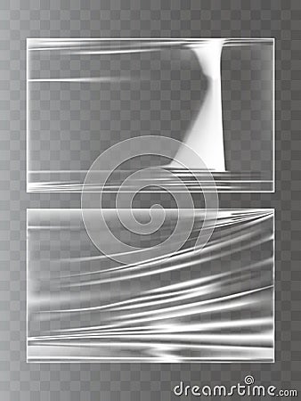 Vector illustrations of a plastic wrapping stretch film in a realistic style Vector Illustration