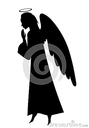 Silhouette praying angel Vector Illustration