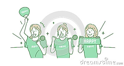 Vector illustrations of young women enjoying music concerts Vector Illustration