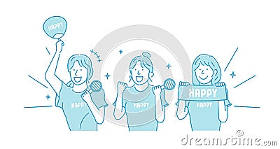 Vector illustrations of young women enjoying music concerts Vector Illustration