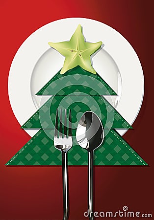 Vector illustrator of Christmas table setting. Vector Illustration