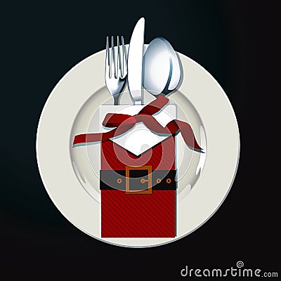 Vector illustrator of Christmas table setting. Vector Illustration