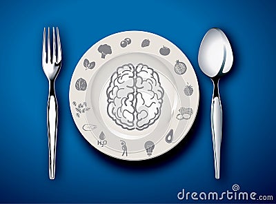 Vector illustrator of food for Brain Vector Illustration