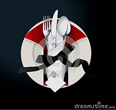 Vector illustrator of Halloween table setting. Dracula concept Vector Illustration