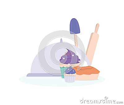 Vector ilustration of sweet bakery collection. Multicolored Vector Illustration