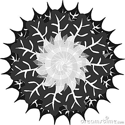 Vector image. Abstract image. Black mixed grey color of leaf in a circle pattern, in white space Stock Photo