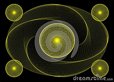 Vector image. Abstract image. Yellow circle line in dark space Stock Photo