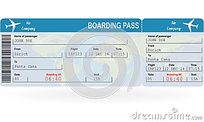 Vector image of airline boarding pass ticket Vector Illustration