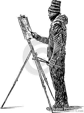 Artist in the open air Vector Illustration