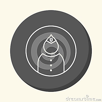 Vector image of the avatar of the official man in uniform, round line icon with the illusion of volume, simple color change Stock Photo