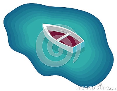 Vector image of a boat in the sea Vector Illustration