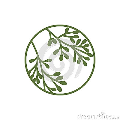 Logo of green small leaves in a circle Stock Photo