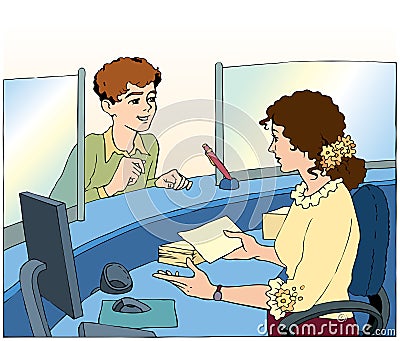 Vector image. Business conversation in the service sector Vector Illustration