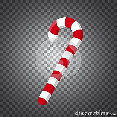 Vector image of a candy stick isolated on the checkered background. Cartoon Illustration