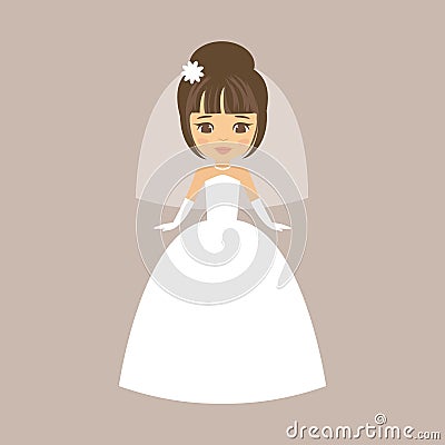 Cartoon cute bride Vector Illustration