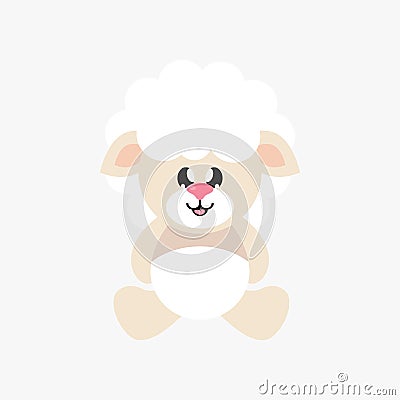 Cartoon cute sheep sitting Vector Illustration