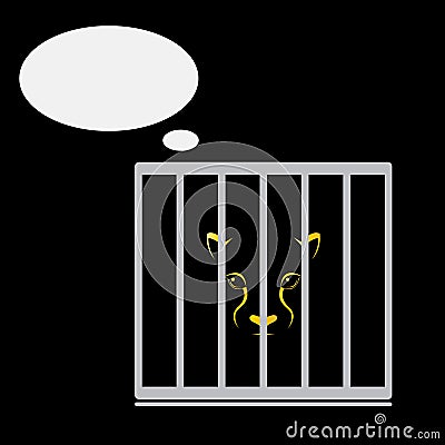 Vector image of a cheetah trapped in a cage. Vector Illustration