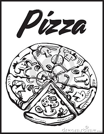 Vector image of chopped pizza. Piece of pizza Vector Illustration