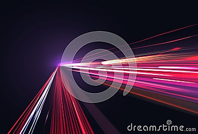 Vector image of colorful light trails with motion blur effect, long time exposure isolated on background Vector Illustration