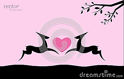 Vector image of deer and heart Vector Illustration