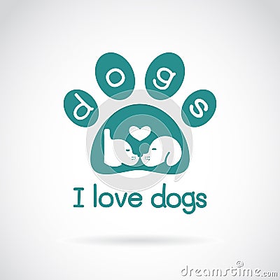 Vector image of an dog head design and spoor Vector Illustration