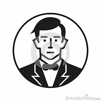 Man Icon With Bow Tie Vector Illustration In Franklin Booth Style Cartoon Illustration
