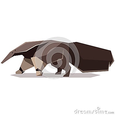 Flat polygonal Giant anteater Vector Illustration