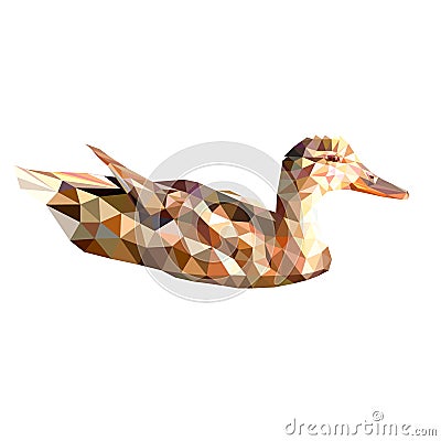Vector image floating duck. polygonal bird Poly Vector Illustration