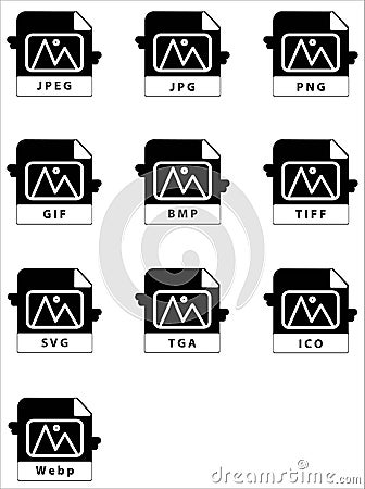 Vector Image Format Icon Set Design Solid Style Vector Illustration