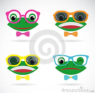 Vector image of a frog wear glasses Vector Illustration