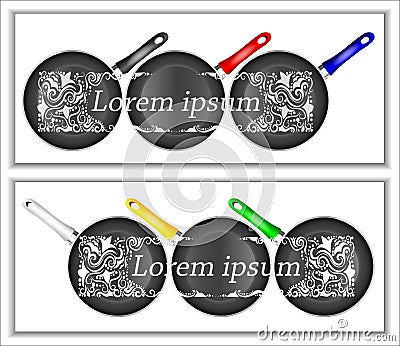 Vector image of frying pans Vector Illustration