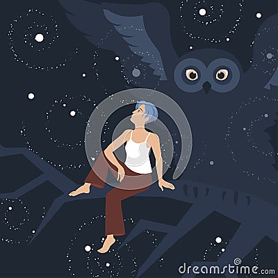 Vector image illustrating insomnia and similar psychological problems. Vector Illustration