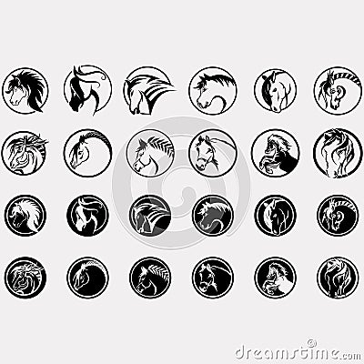 vector image illustration of a collection of horse logos Vector Illustration