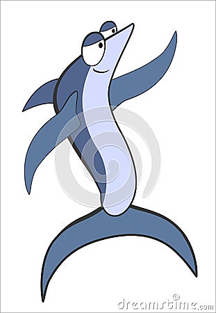 It is vector image of joyfully dancing sea fish in a disco Vector Illustration