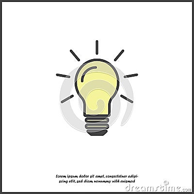 Vector image lamp. Light bulb icon on white isolated background. Layers grouped for easy editing illustration. Vector Illustration