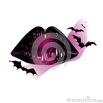 Lilac bat lips Vector Illustration