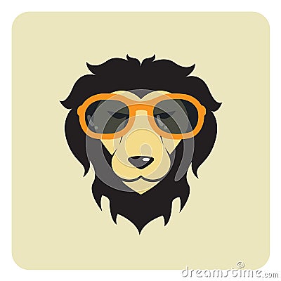 Vector image of lion wearing glasses. Vector Illustration