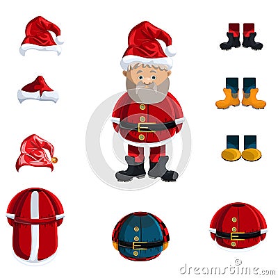 Vector image of a man of advanced years with variations of costumes for changing clothes Vector Illustration