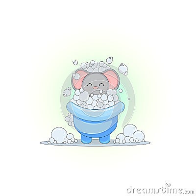 Vector image of a mouse. Series of illustrations. Mouse taking a bath with abundant foam Vector Illustration